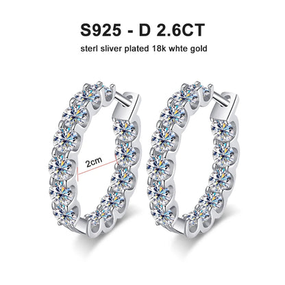 “2.6ct D color Moissanite earrings, sterling silver, white gold, wedding jewelry.”