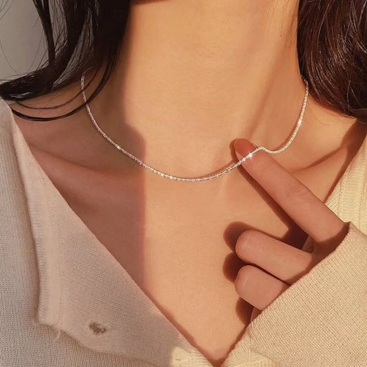 “Popular Silver Sparkling Clavicle Necklace – Sunshine Choker for Women, Wedding & Party Gift”