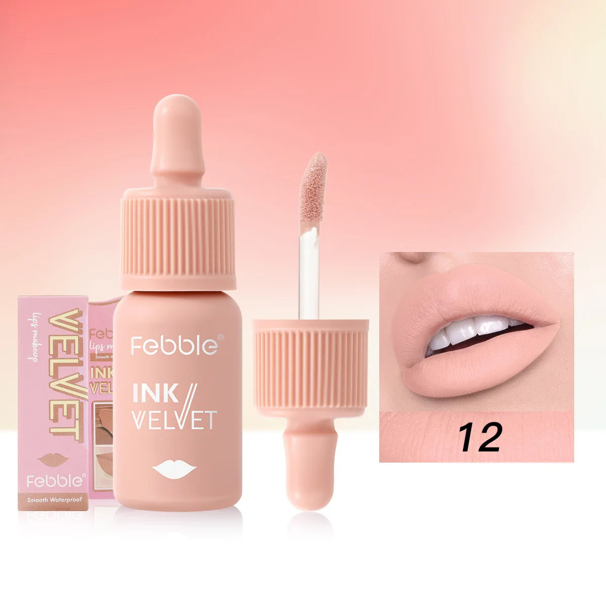 “12-Color Velvet Lip Gloss Matte, Long-Lasting Nude, Natural Look Finish”