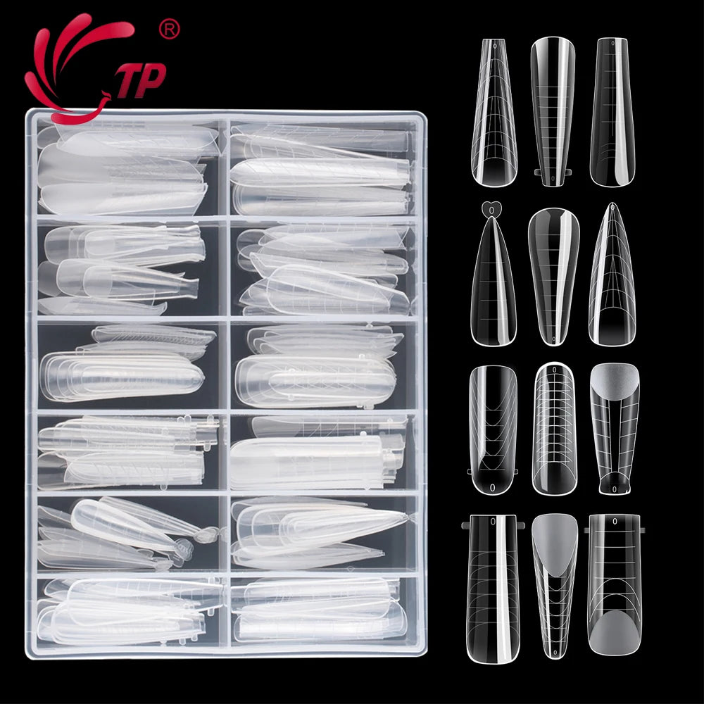 “145pcs Matte Nail Dual Forms, Clear Builder Molds for Poly Gel Extensions.”