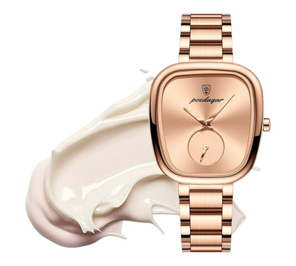 “Luxury Waterproof Stainless Steel Quartz Watch for Women, Elegant High-Quality Timepiece.”