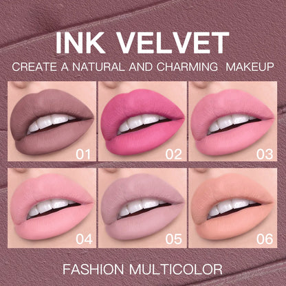 “12-Color Velvet Lip Gloss Matte, Long-Lasting Nude, Natural Look Finish”