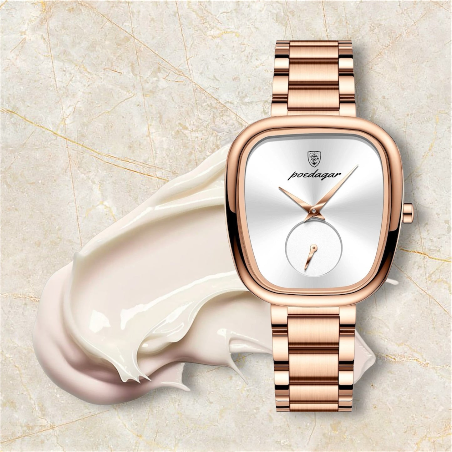 “Luxury Waterproof Stainless Steel Quartz Watch for Women, Elegant High-Quality Timepiece.”