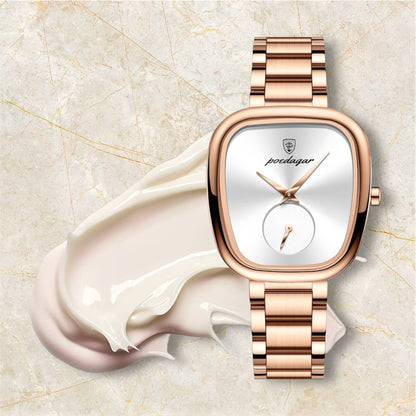 “Luxury Waterproof Stainless Steel Quartz Watch for Women, Elegant High-Quality Timepiece.”