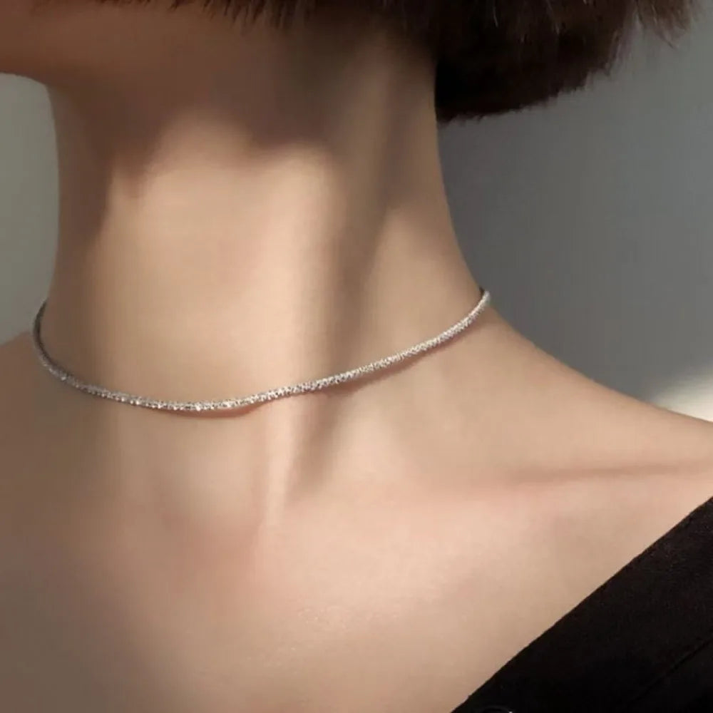 “Popular Silver Sparkling Clavicle Necklace – Sunshine Choker for Women, Wedding & Party Gift”