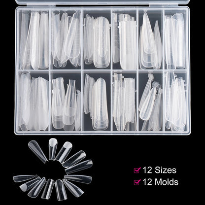 “145pcs Matte Nail Dual Forms, Clear Builder Molds for Poly Gel Extensions.”