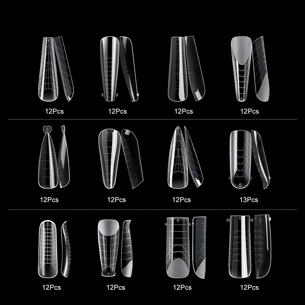 “145pcs Matte Nail Dual Forms, Clear Builder Molds for Poly Gel Extensions.”