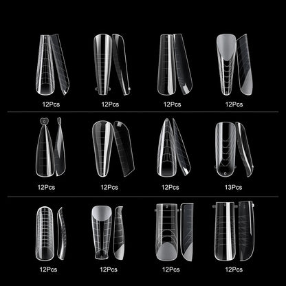 “145pcs Matte Nail Dual Forms, Clear Builder Molds for Poly Gel Extensions.”