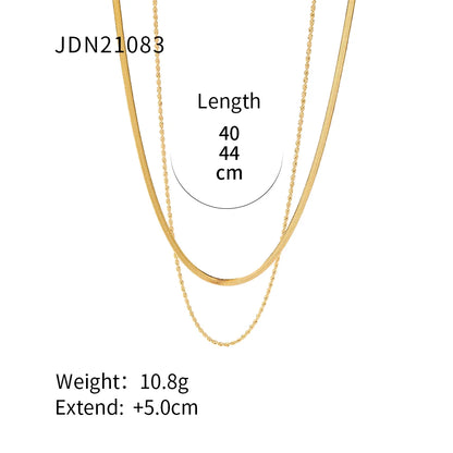 “18K Gold Plated Flat Snake Chain Necklace – Stainless Steel Layered Jewelry Gift”