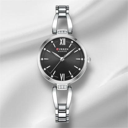 “Luxury Quartz Watch, Rhinestones, Stainless Steel Band, Fashionable Women’s Charming Wristwatch.”