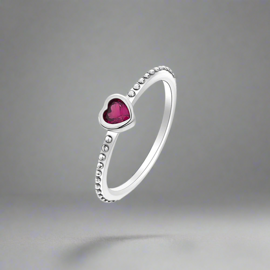“Red heart 925 sterling silver ring, elegant jewelry for weddings and parties.”
