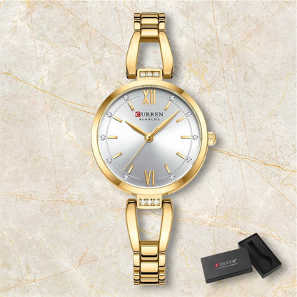 “Luxury Quartz Watch, Rhinestones, Stainless Steel Band, Fashionable Women’s Charming Wristwatch.”