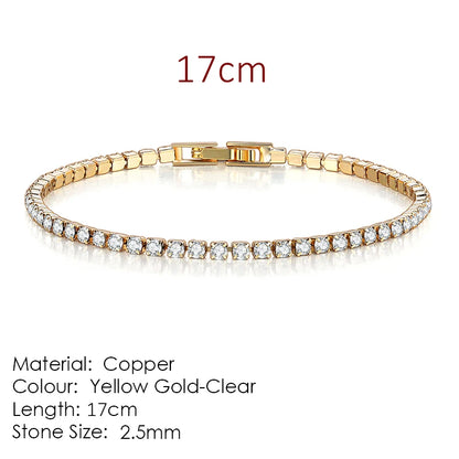 “2.5mm Zircon Tennis Bracelet for Women, Thin Chain Charm Wedding Jewelry”
