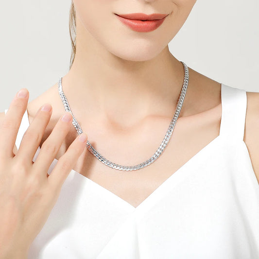 “DOTEFFIL 925 Sterling Silver 6mm Side Chain Necklace - 16-24 Inch, Fashion Jewelry.”
