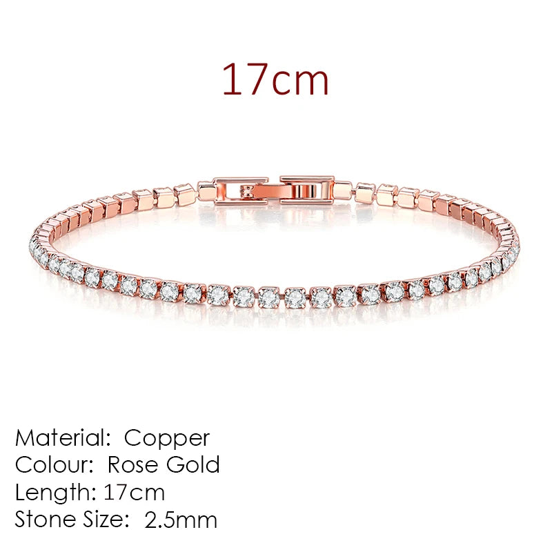 “2.5mm Zircon Tennis Bracelet for Women, Thin Chain Charm Wedding Jewelry”