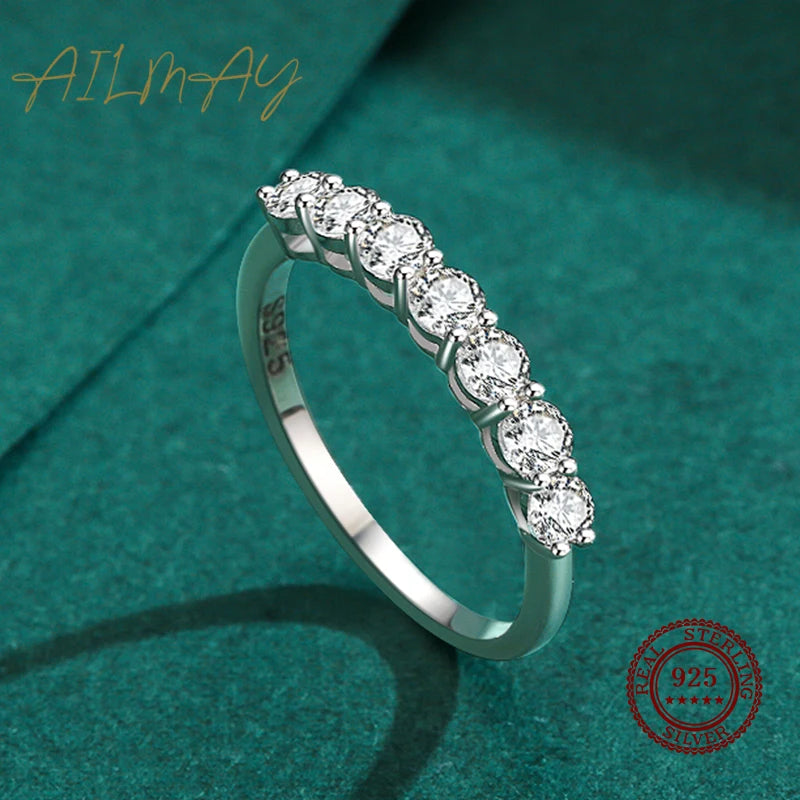 “100% 925 sterling silver stackable round cubic zirconia rings, perfect wedding gift.”