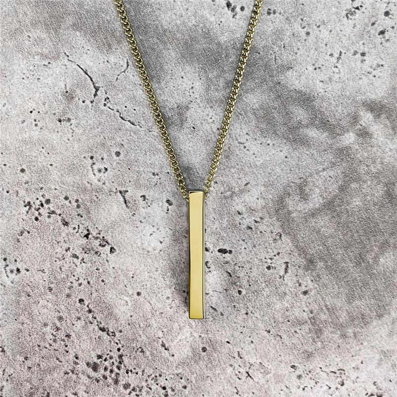 “Hot Classic Rectangle Pendant Necklace for Men - Black Stainless Steel Cuban Chain.”