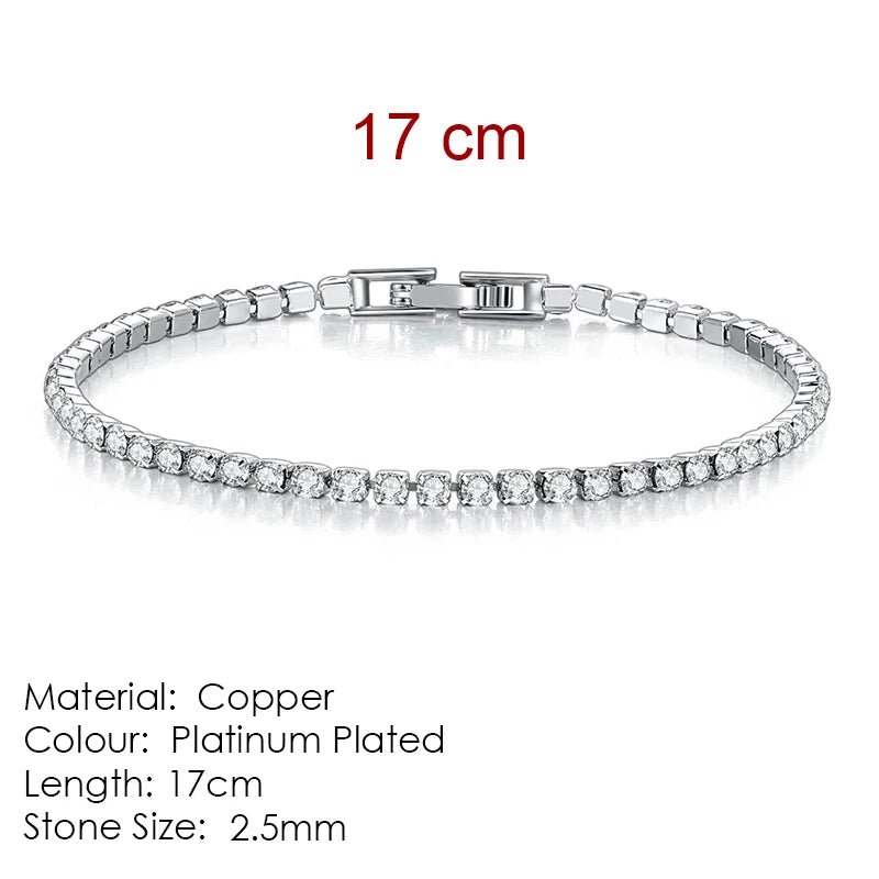 “2.5mm Zircon Tennis Bracelet for Women, Thin Chain Charm Wedding Jewelry”
