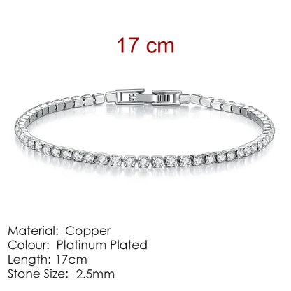 “2.5mm Zircon Tennis Bracelet for Women, Thin Chain Charm Wedding Jewelry”