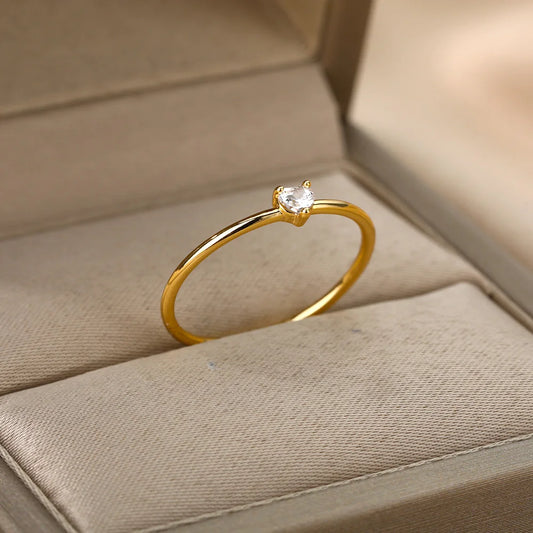 “Minimalist Zircon Heart Ring for Women, Stainless Steel, Dainty Valentine Gift, Free Shipping.”