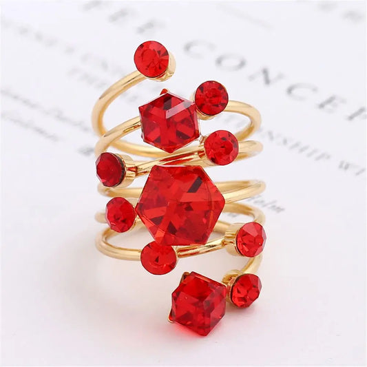 “Luxury Vintage Stone Ring - Antique Rhinestone & Crystal Wedding Ring for Women.”
