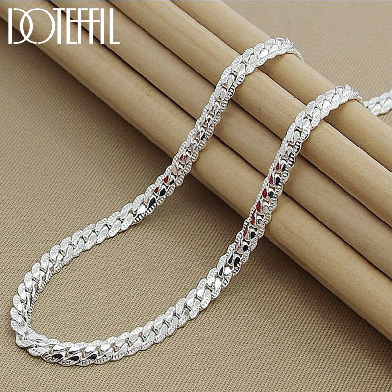 “925 Sterling Silver 6mm Side Chain Necklace - 16-24 Inch, Fashion Jewelry.”