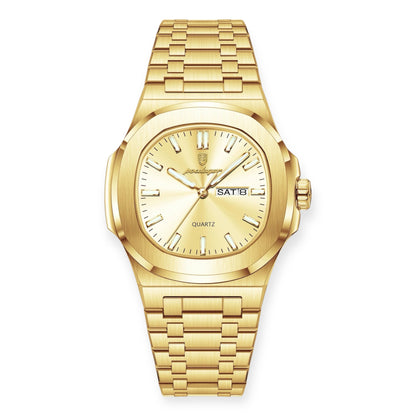 “Luxury military square men’s watch, waterproof, luminous date/week, stainless steel quartz.”