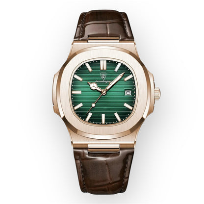 “Top Luxury Square Man Watch Date Waterproof Luminous Men’s Quartz Leather”