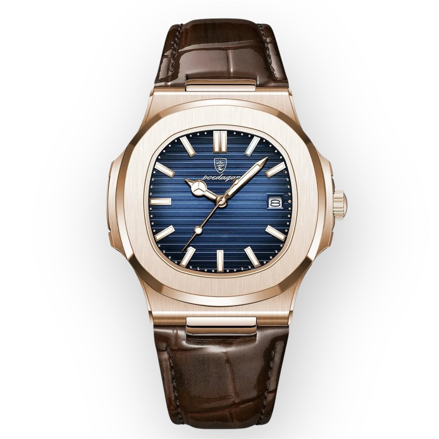 “Top Luxury Square Man Watch Date Waterproof Luminous Men’s Quartz Leather”