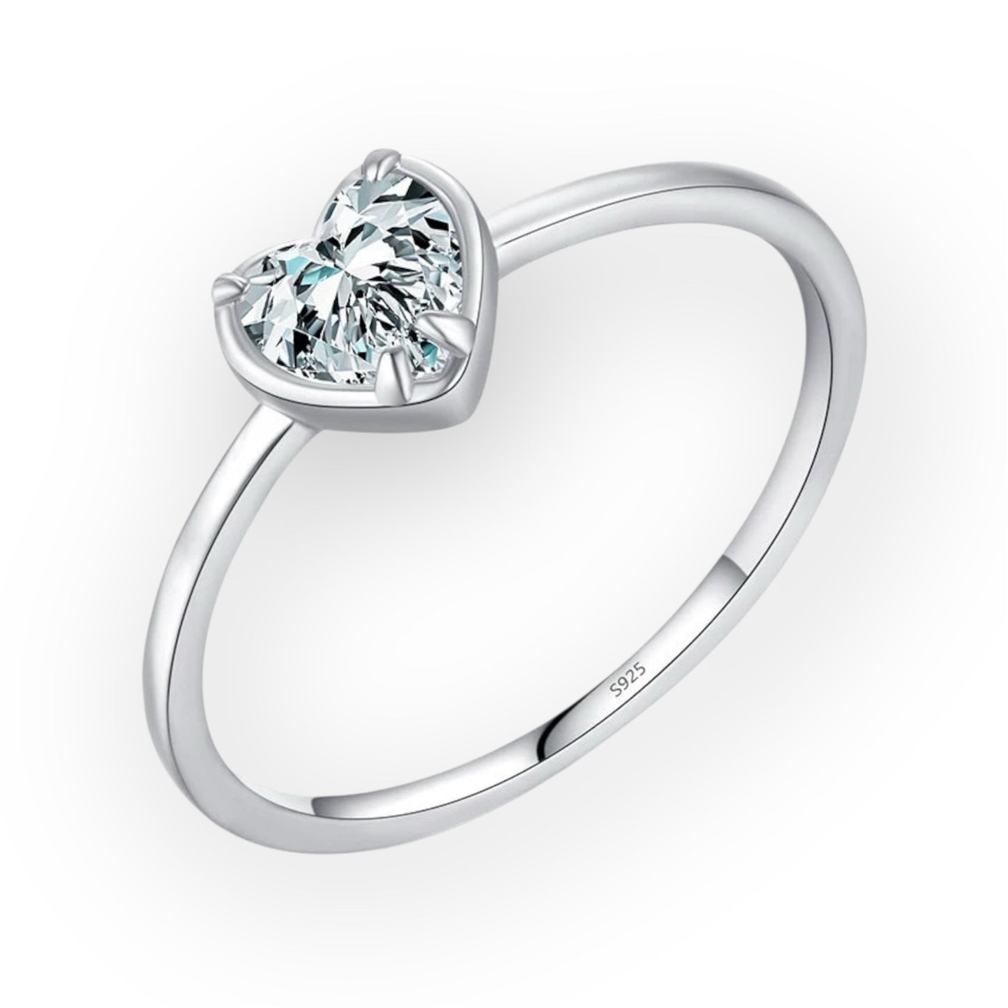 “925 Sterling Silver Romantic Hearts Zirconia Ring Classic Minimalism Wedding Jewelry.”