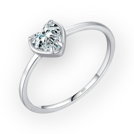 “925 Sterling Silver Romantic Hearts Zirconia Ring Classic Minimalism Wedding Jewelry.”