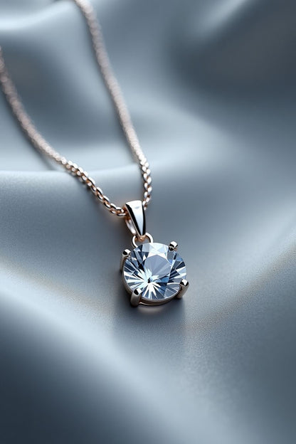 “Rose gold moissanite necklace, sparkling D color, 925 sterling silver pendant.”