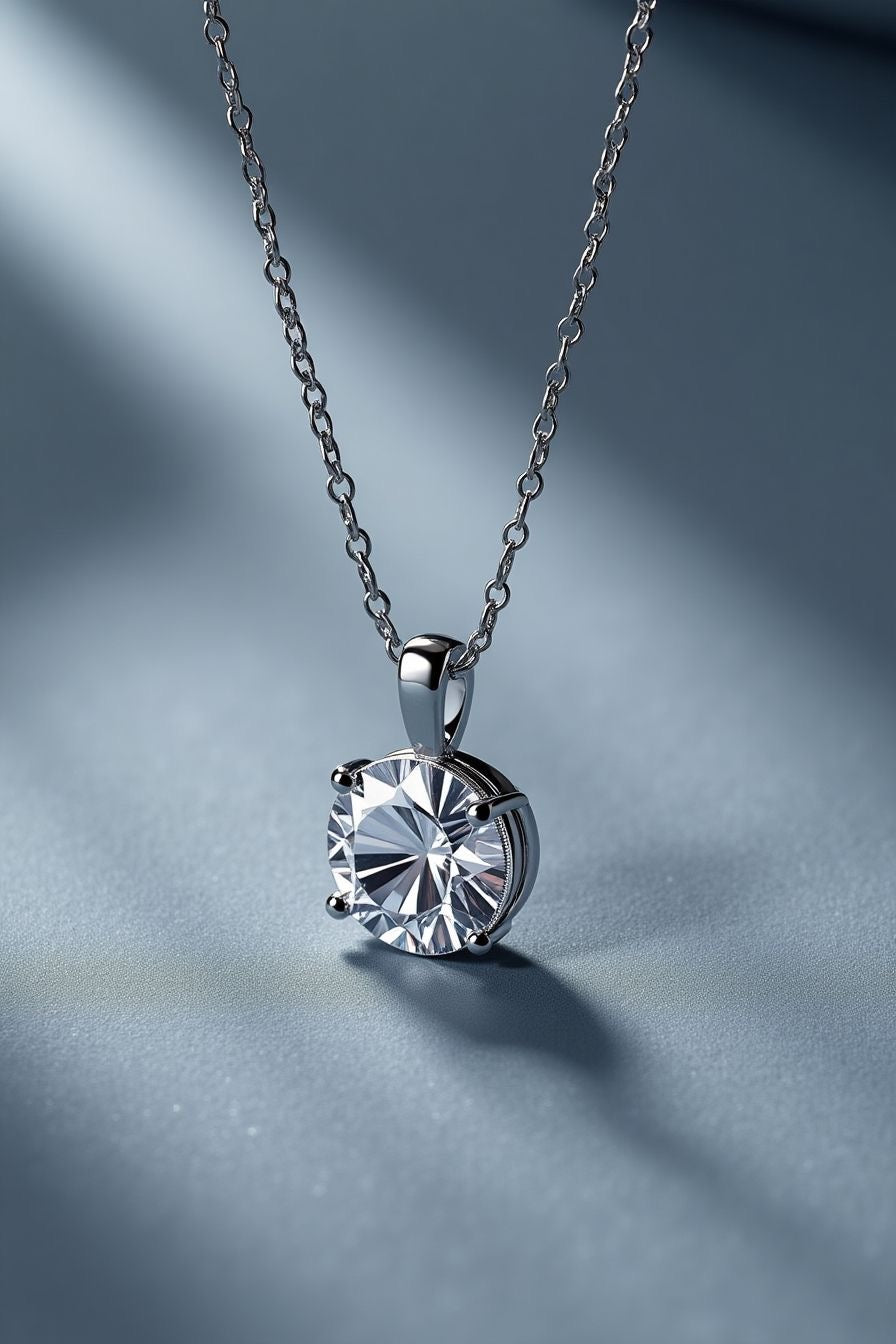 “Rose gold moissanite necklace, sparkling D color, 925 sterling silver pendant.”
