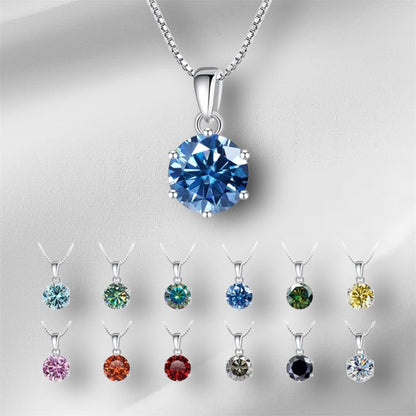 “1CT Real Moissanite Pendant Necklace, Royal Blue, Sterling Silver Wedding Jewelry.”