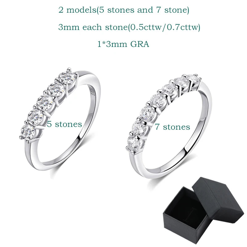 “0.7CT moissanite gemstone ring, 925 silver, stackable wedding band, white gold gift.”