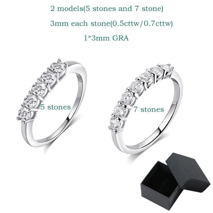 “0.7CT moissanite gemstone ring, 925 silver, stackable wedding band, white gold gift.”