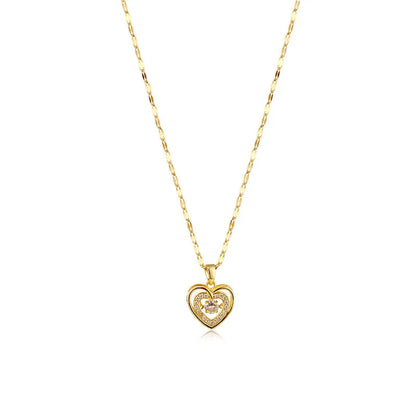 “Cute Beating Heart Crystal Pendant Necklace - Korean Fashion Stainless Steel Clavicle Chain.”