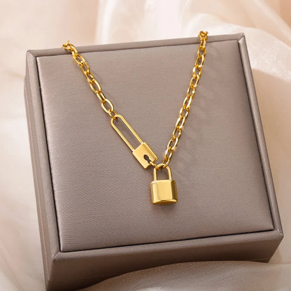 “316L Stainless Steel Heart Necklace - Multilayer Gold Goth Jewelry.”