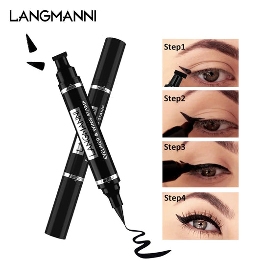 “Dual-Ended Waterproof Black Eyeliner Pen, Smudge-Proof, Long-Lasting, Precision Tip.”