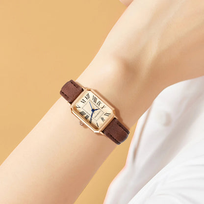 “Fashion Retro Digital Dial Watch - Square Leather Strap Quartz Wristwatch for Women.”