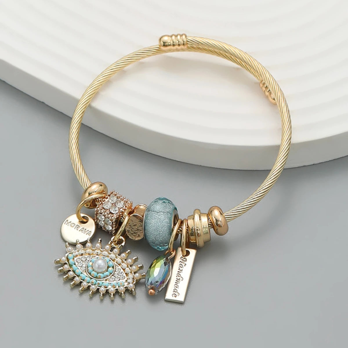 “Fashion Multi-Element Stainless Steel Circle Beaded Love Bracelet, Perfect Women’s Gift”