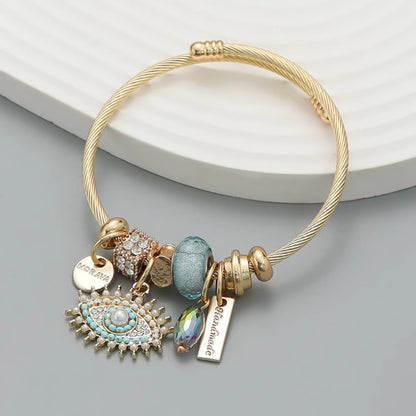 “Fashion Multi-Element Stainless Steel Circle Beaded Love Bracelet, Perfect Women’s Gift”