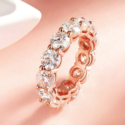 “Rose Gold Color Moissanite Rings 3-5mm Women Wedding 925 Sterling Silver Jewelry.”
