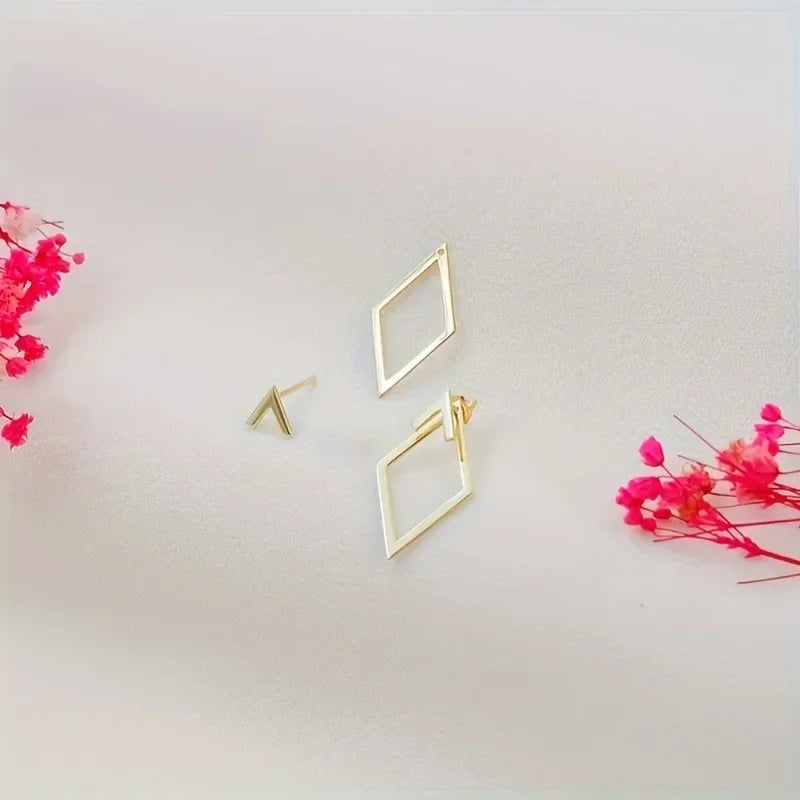 “Retro Geometric Square Triangle Stud Earrings for Women - Fashion Jewelry.”
