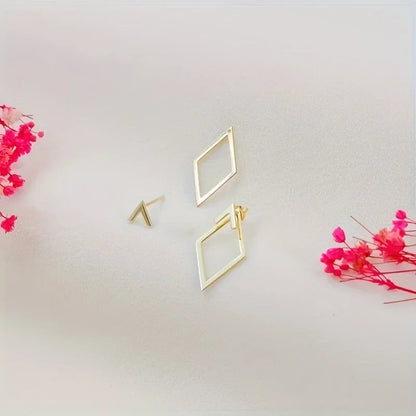 “Retro Geometric Square Triangle Stud Earrings for Women - Fashion Jewelry.”