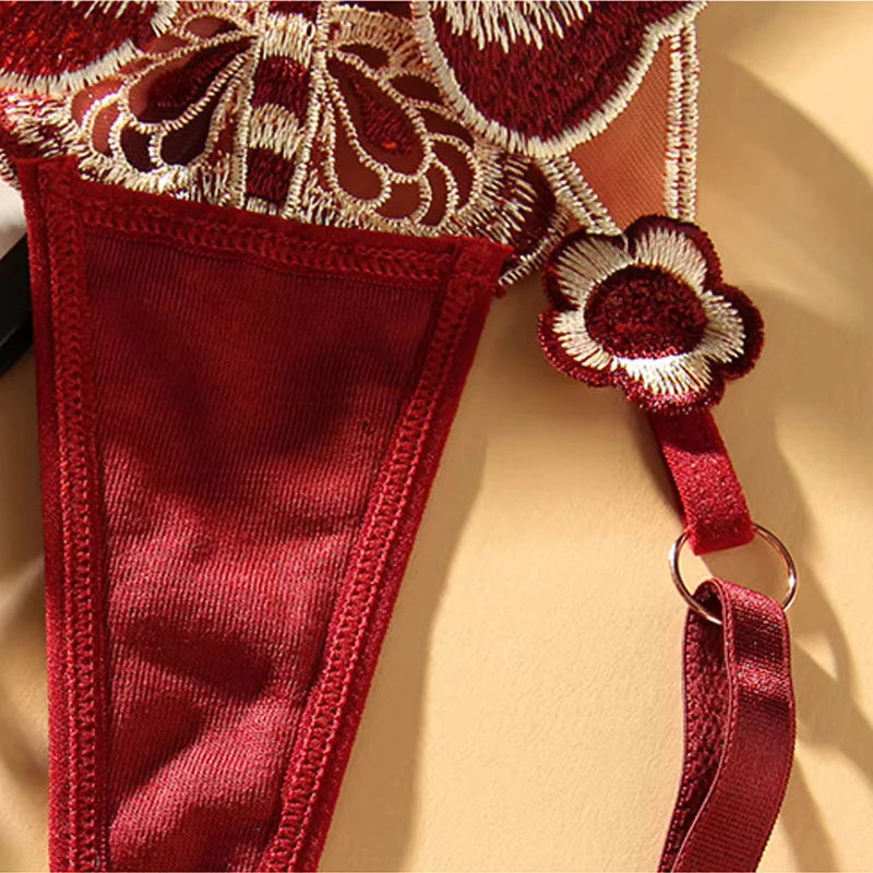 “Sexy Lace Butterfly Thong - Transparent Mesh Low Waist G-String for Women.”