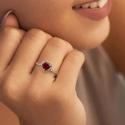 “Shiny Zircon Heart Ring - 925 Sterling Silver Luxury Jewelry for Engagements & Weddings.”