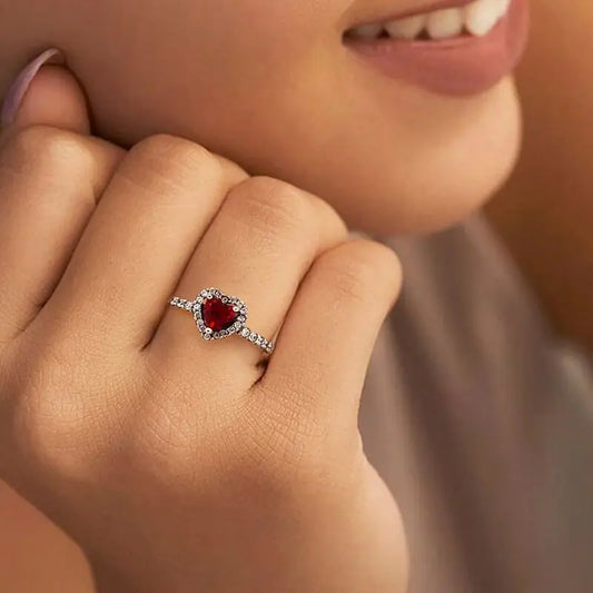 “Shiny Zircon Heart Ring - 925 Sterling Silver Luxury Jewelry for Engagements & Weddings.”