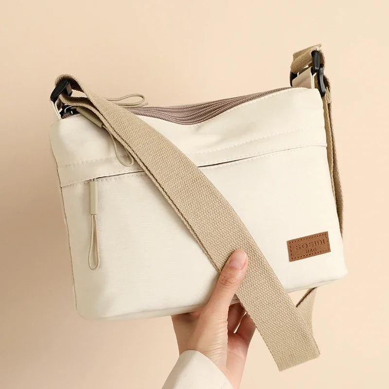 “3-Pocket High Capacity Canvas Shoulder Bag, Crossbody Purse, Ideal for Mothers”