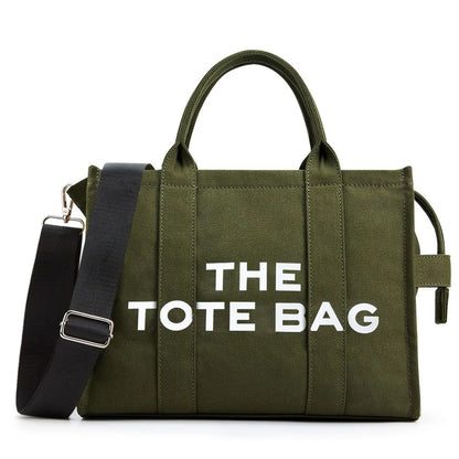 “Designer canvas tote bag, large capacity, adjustable shoulder strap, crossbody style.”